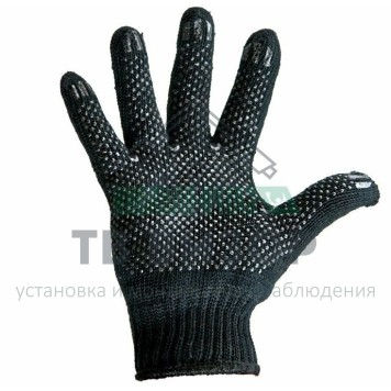 Перчатки
 Перчатки полушерстяные с покрытием ПВХ (Зима) черные, 7 нитей, 75-77 гр. (09-0211)-0