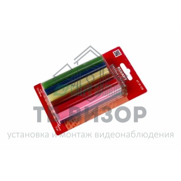 Термоклей
 Клей 11/100мм Цветной  (12шт/уп)  Блистер  REXANT (09-1230)-1