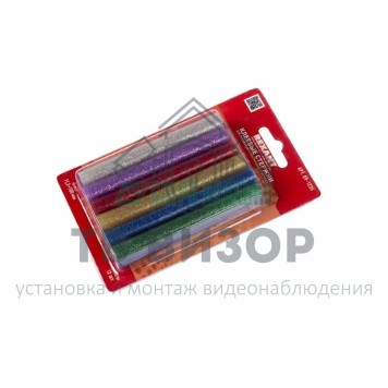 Термоклей
 Клей 11/100мм Цветной с Блестками  (12шт/уп)  Блистер  REXANT (09-1235)-1