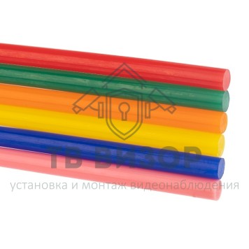 Термоклей
 Клеевые стержни d=7,4 мм, L=100 мм, цветные (упак. 12 шт.) (блистер) REXANT (09-1020)-0