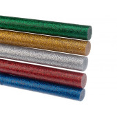 Термоклей
 Клеевые стержни d=7,4 мм, L=100 мм, цветные с блестками (упак. 12 шт.) (блистер) REXANT (09-1025)