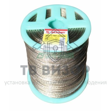 Трос
 Трос стальной в ПВХ изоляции d=3.5 мм, катушка 200 метров  REXANT (09-5335)-0