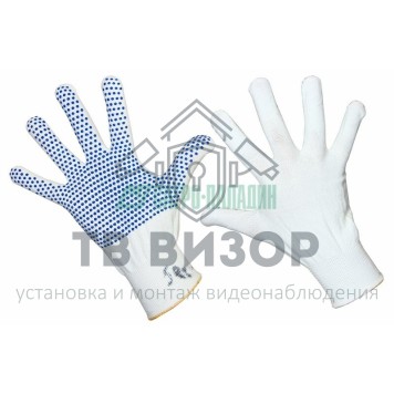Перчатки
 Перчатка нейлоновая с частичным покрытием ладони и пальцев точка ПВХ.  БЕЛАЯ (09-0260)-0