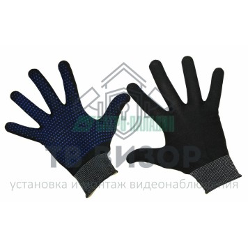 Перчатки
 Перчатка нейлоновая с частичным покрытием ладони и пальцев точка ПВХ. ЧЕРНАЯ (09-0262)-0