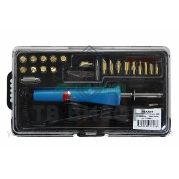 Набор инструментов
 Выжигатель REXANT (набор паяльник-выжигатель), 19 насадок, подставка, 230 В/30 Вт (12-0183-1)-1