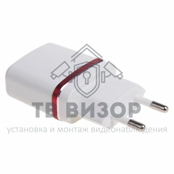 
 Сетевое зарядное устройство USB (СЗУ) (5V, 1000 mA) белое с красной полоской REXANT (18-2211)-0