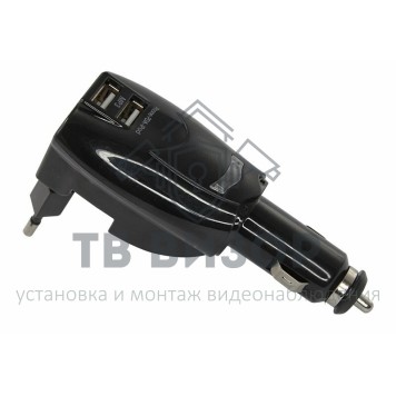 Универсальное ЗУ-трансформер авто+сетевое 2 USB черная (2х1 000mA)c индикатором, блистер (18-1185-1) 
 Универсальное ЗУ-трансформер авто+сетевое 2 USB черная (2х1 000mA)c индикатором, блистер (18-1185-1)-0