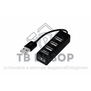 
 Разветвитель USB на 4 порта черный REXANT (18-4103)-0