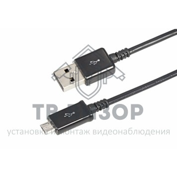 
 USB кабель microUSB длинный штекер 1М черный REXANT (18-4268)-0