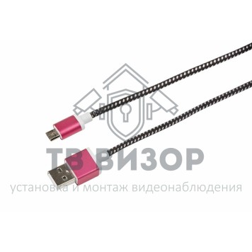 
 USB кабель microUSB, шнур в тканевой оплетке, черный (усиленный) REXANT (18-4240)-0