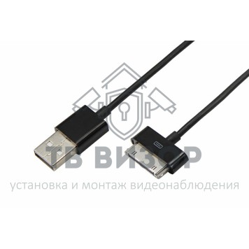 
 USB кабель для iPhone 4/4S 30 pin шнур 1М черный (18-1124)-0