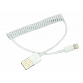 
 USB кабель для iPhone 5/6/7 моделей шнур спираль 1М белый (18-4202)