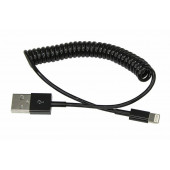 
 USB кабель для iPhone 5/6/7 моделей шнур спираль 1М черный (18-4201)