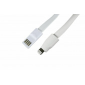 
 USB кабель для iPhone 5/6/7 моделей плоский силиконовый шнур, белый REXANT (18-1977)