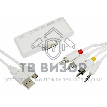 
 AV адаптер 6 в 1 для iPhone 4/4S на HDMI, USB, microSD, SD, 3.5 мм, microUSB (40-0103)-0