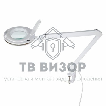 
 Лупа на струбцине круглая 3X с подстветкой и сенсорным регулятором 60 LED, белая REXANT (31-0531)-0