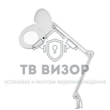 
 Лупа на струбцине круглая настольная 3Х с подсветкой с крышкой, белая   REXANT (31-0202)-0