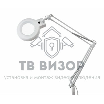 
 Лупа на струбцине круглая настольная 3Х с подсветкой, белая  REXANT (31-0001)-0