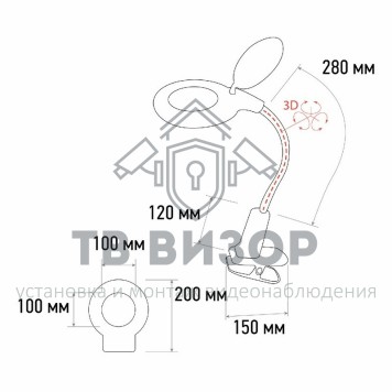 
 Лупа настольная малая  3Х +доп.12Х  с подсветкой 60 LED( прищепка), белая  REXANT (31-0244)-1