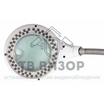 
 Лупа настольная малая  3Х +доп.12Х  с подсветкой 60 LED( прищепка), белая  REXANT (31-0244)-0