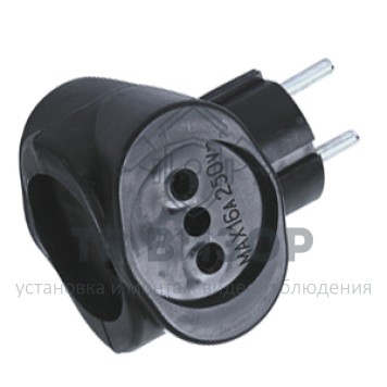 Тройник
 Тройник электрический биметалл 220В, 16А черный REXANT (11-1064-1)-0