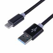 
 Шнур USB 3. 1 type C (male) - USB 2. 0 (male) в тканевой оплетке 1M черный REXANT (18-1884) кратно 10 шт