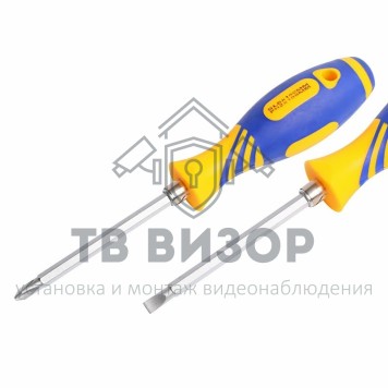 
 Отвертка комбинированная, двухсторонний стержень 120мм ( Крестовая PH2, Шлицевая SL6 мм), 2х компон.рукоятка (12-4741)-0