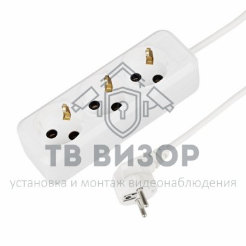 Удлинитель
 Удлинитель 3 гнезда 5м 3х1.0 с заземлением белый REXANT (Сделано в РОССИИ) (11-2301)-0