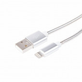 
 USB кабель для iPhone 5/6/7 моделей, шнур в металлической оплетке, серебристый REXANT (18-4247) кратно 10шт